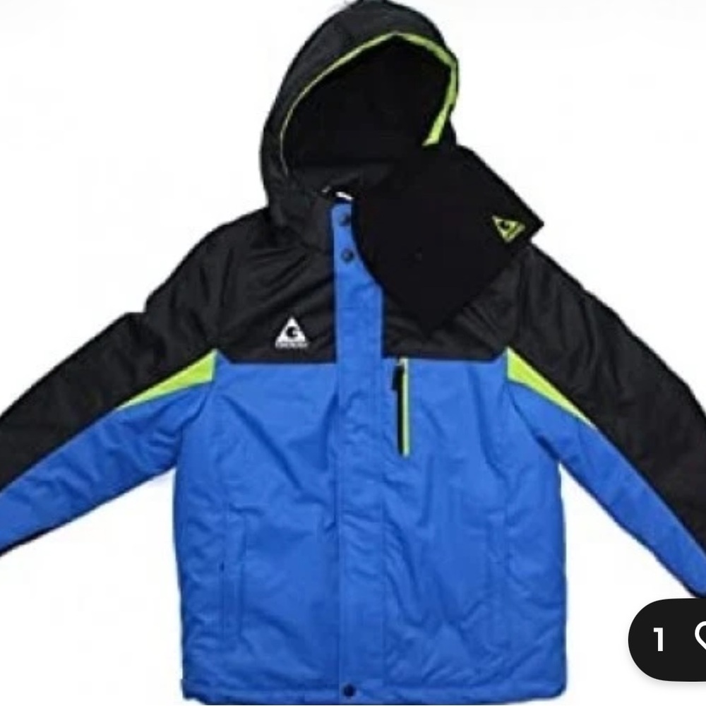 Gerry | Blue x Black Boys' Hooded Insulated Jacket with Lime Accents 2T